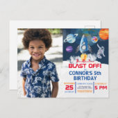 Outer Space Party Astronaut Uitnodiging voor verja (Voorkant / Achterkant)