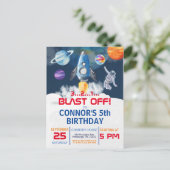 Outer Space Party Astronaut Uitnodiging voor verja (Staand voorkant)