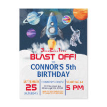 Outer Space Party Astronaut Uitnodiging voor verja