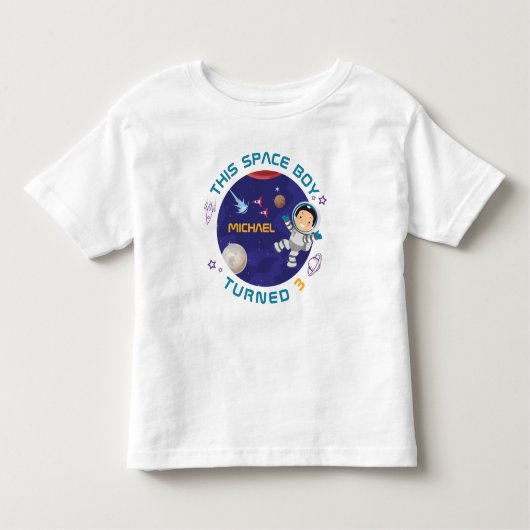 Outer Space Personalized Moon Stars Astronaut Kinder Shirts (Voorkant)