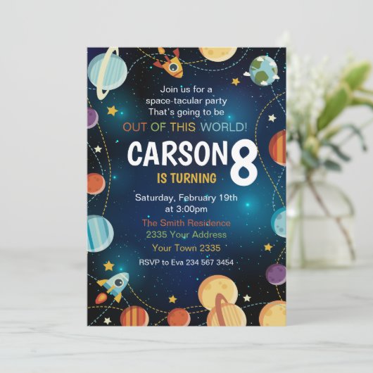 Outer Space Planet Birthday Kaart (Staand voorkant)