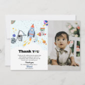 Outer Space planet boy verjaardag dank u kaart (Voorkant)