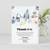 Outer Space planet boy verjaardag dank u kaart (Staand voorkant)