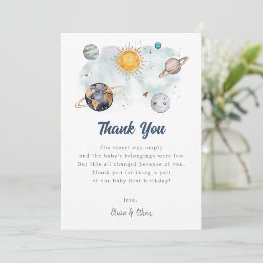 Outer Space Planet Galaxy Verjaardag Dankjewel Kaa (Staand voorkant)