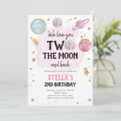 Outer Space Planet Girl Uitnodiging voor tweede ve (Staand voorkant)