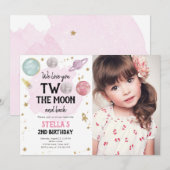 Outer Space Planet Girl Uitnodiging voor tweede ve (Voorkant / Achterkant)