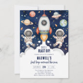 Outer Space Planeten Astronaut Jongen Verjaardag Kaart (Voorkant)