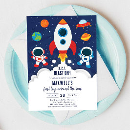 Outer Space Planeten Astronaut Jongen Verjaardag Kaart
