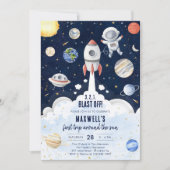 Outer Space Planeten Astronaut Jongen Verjaardag Kaart (Voorkant)