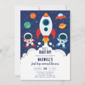 Outer Space Planeten Astronaut Jongen Verjaardag Kaart (Voorkant)