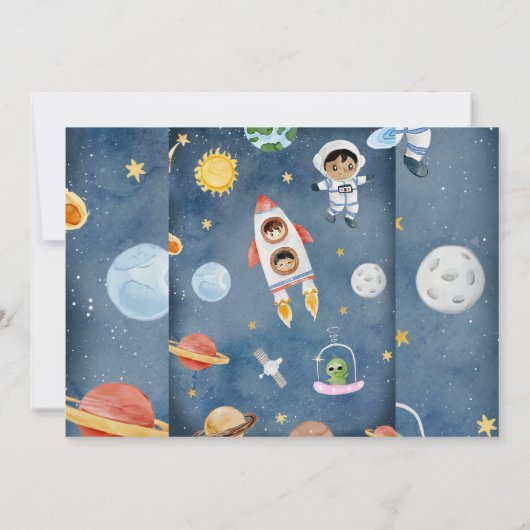 Outer Space Planets 2e verjaardag Party Foto Kaart (Achterkant)