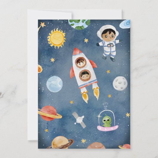 Outer Space Planets 2e verjaardagsfeest Kaart (Achterkant)