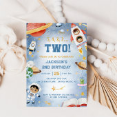 Outer Space Planets 2e verjaardagsfeest Kaart