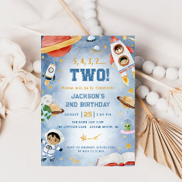 Outer Space Planets 2e verjaardagsfeest Kaart