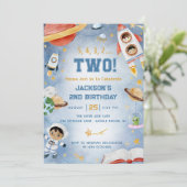 Outer Space Planets 2e verjaardagsfeest Kaart (Staand voorkant)