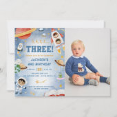 Outer Space Planets 3e verjaardag Party Foto Kaart (Voorkant)