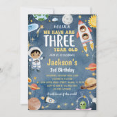 Outer Space Planets 3e verjaardagsfeest Kaart (Voorkant)