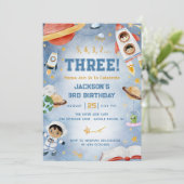 Outer Space Planets 3e verjaardagsfeest Kaart (Staand voorkant)