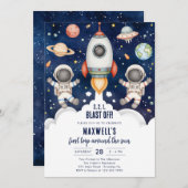 Outer Space Planets Astronaut Boy Birthday Kaart (Voorkant / Achterkant)