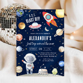 Outer Space Planets Astronaut Boy Birthday Kaart