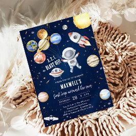 Outer Space Planets Astronaut Boy Birthday Kaart