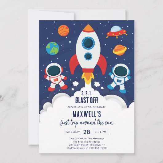 Outer Space Planets Astronaut Boy Birthday Kaart (Voorkant)