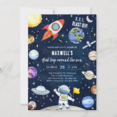 Outer Space Planets Astronaut Boy Birthday Kaart (Voorkant)