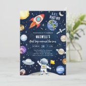 Outer Space Planets Astronaut Boy Birthday Kaart (Staand voorkant)