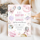 Outer Space Planets Astronaut Girl Birthday Kaart