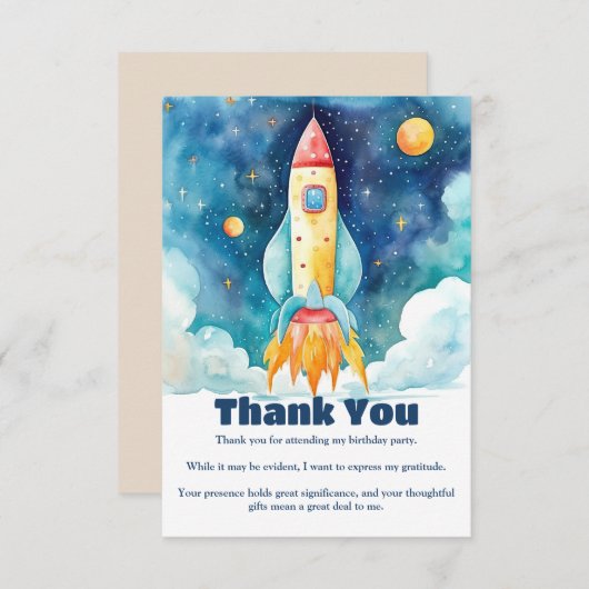 Outer Space Planets Eerste Verjaardag Bedankkaart (Voorkant / Achterkant)
