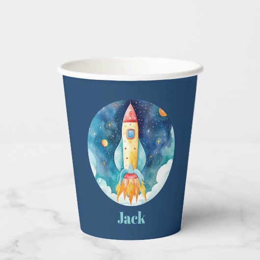 Outer Space Planets Eerste Verjaardag Papieren Bekers (Achterkant)
