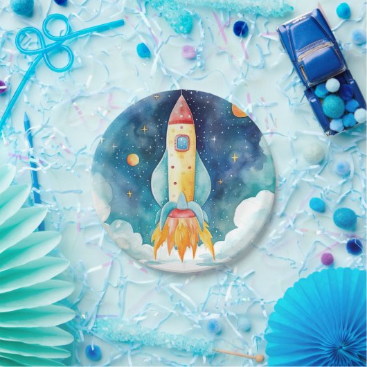 Outer Space Planets Eerste Verjaardag Papieren Bordje (Feest)