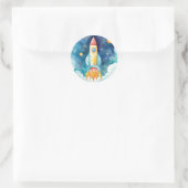 Outer Space Planets Eerste Verjaardag Ronde Sticker (Tas)