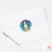 Outer Space Planets Eerste Verjaardag Ronde Sticker (Envelop)