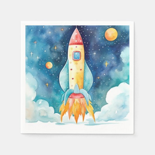 Outer Space Planets Eerste Verjaardag Servet (Voorkant)