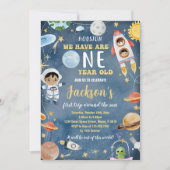 Outer Space Planets Eerste Verjaardagsfeest Kaart (Voorkant)