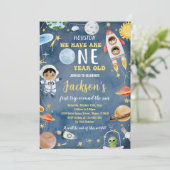 Outer Space Planets Eerste Verjaardagsfeest Kaart (Staand voorkant)