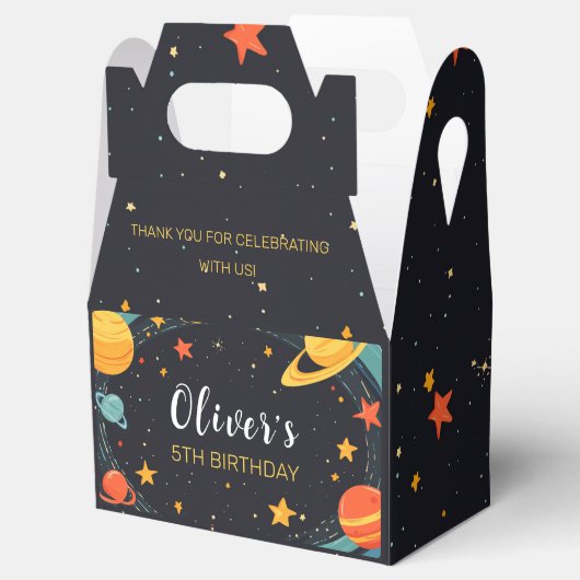 Outer Space Planets Galaxy Birthday Favoriete Box Bedankdoosjes (Geopend)