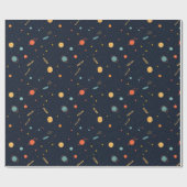 Outer Space Planets Galaxy Boy Verjaardag Cadeaupapier (Vlak)