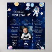 Outer Space Planets Galaxy Verjaardag Mijlpaal tek Poster (Voorkant)