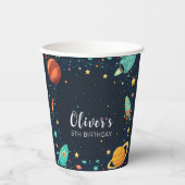 Outer Space Planets Galaxy Verjaardag Papieren Bek Bekers (Voorkant)