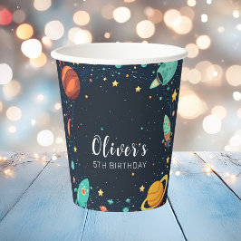 Outer Space Planets Galaxy Verjaardag Papieren Bek Bekers