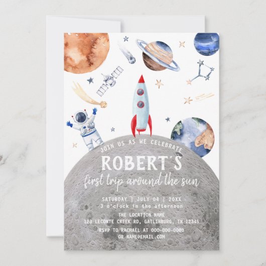 Outer Space Planets Geslacht Neutraal Eerste Verja Kaart (Voorkant)