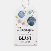 Outer Space Planets Gold Boy Birthday Hartelijk da Cadeaulabel (Voorkant)