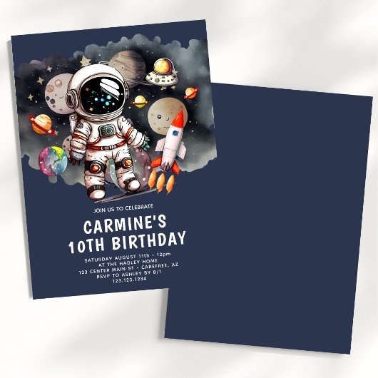 Outer Space Planets Jongen 10e Verjaardag Kaart