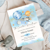 Outer Space Planets Jongen Eerste Baby shower Part Kaart