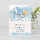 Outer Space Planets Jongen Eerste Baby shower Part Kaart (Staand voorkant)