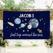 Outer Space Planets Jongen Eerste Verjaardag Achte Spandoek