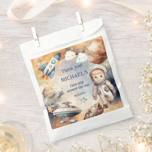 Outer Space Planets Jongen Eerste Verjaardag Favor Bedankzakje (Geknipt)