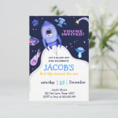 Outer Space Planets Jongen Eerste Verjaardag Kaart (Staand voorkant)